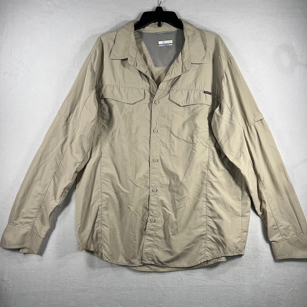Columbia Men's Tan Long Sleeve Omni-Shade Sun Protection Outdoor‎ Shirt XL
